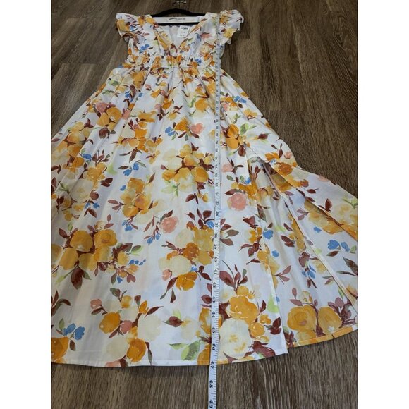 Abercrombie NWT Flutter Sleeve Orange Floral Midi Dress Small V Neck Sleeveless - Picture 7 of 7